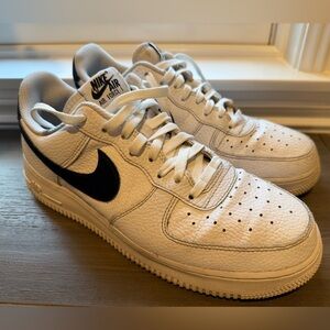 Nike White and Black Air Force 1 Sneakers